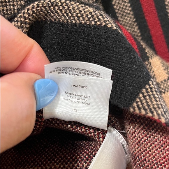 Anne Klein Plaid Long Cardigan Sweater Coat - Picture 4 of 6